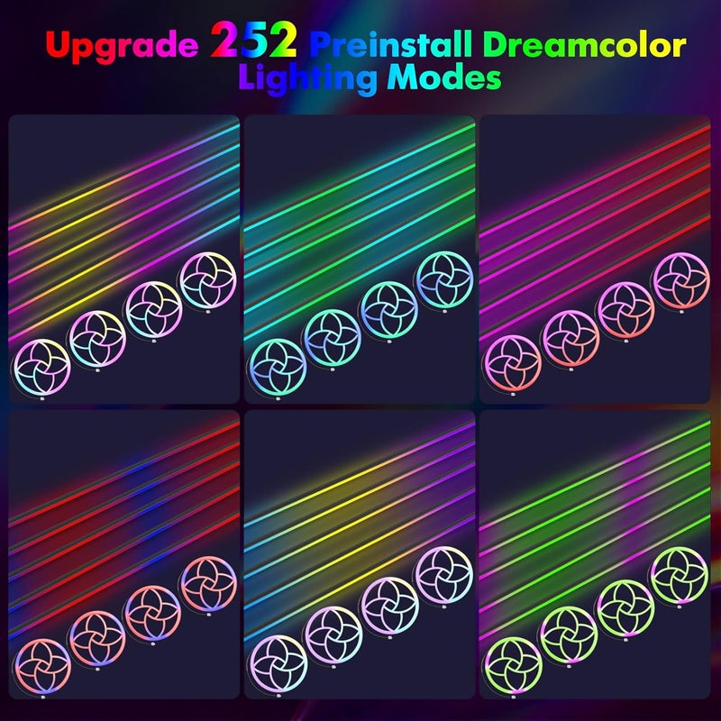 WEBUPAR New Version Dreamcolor Acrylic Car Interior Lights 22 in 1 RGB LED Strip Lights APP Control Zoned Control System 252 Color Modes DIY Fiber Optic Ambient Lighting Kits Music Car Neon Lights - Image 4